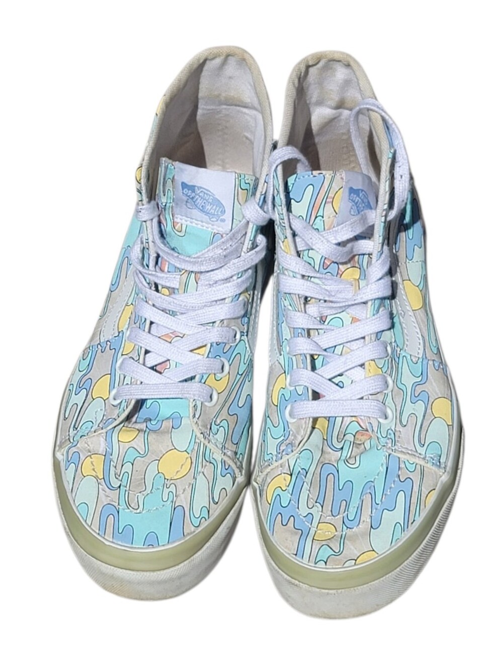 Vans Sk8-Hi Stacked Mint Blue & Yellow Sunwaves Platform Shoes Mens 7.5 Womens 9 - Picture 3 of 10